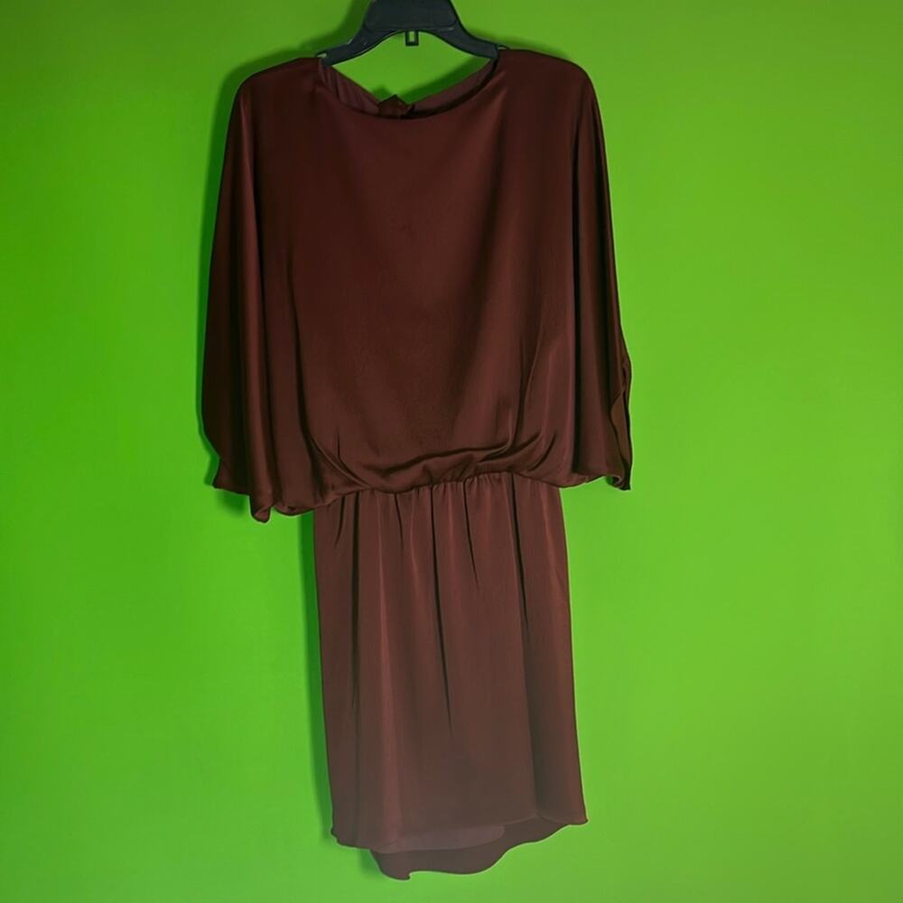 Trina Turk $258 Manhattan Satin Dress in Mahagony Brown Size L - Picture 3 of 6